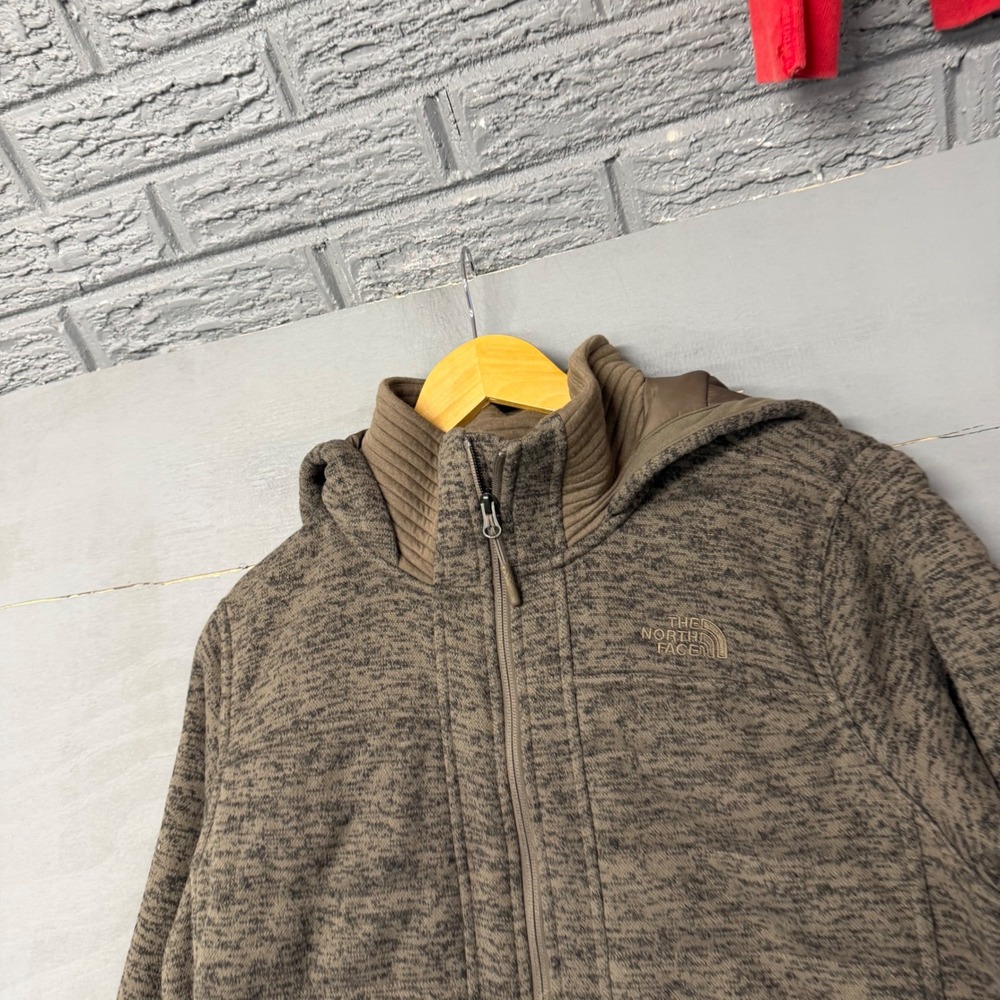 The North Face‎ Womens Brown Marled Full Zip Hooded Fleece Jacket Large Quilted